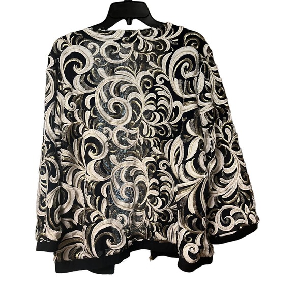 NWT Chico's Travelers Collection Scrolled Bomber Jacket Size 2 Large Navy Gold - Picture 9 of 11